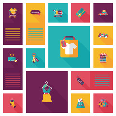 shopping ui flat design background set, eps10