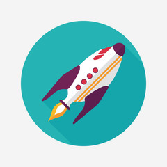 Space rocket flat icon with long shadow,eps10