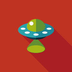 Space UFO flat icon with long shadow, eps10