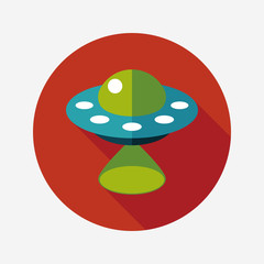 Space UFO flat icon with long shadow, eps10