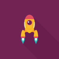 Spaceship flat icon with long shadow,eps10