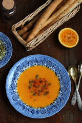 Pumpkin cream soup with orange