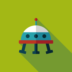Space UFO flat icon with long shadow, eps10