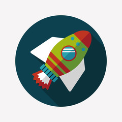 Space rocket flat icon with long shadow,eps10