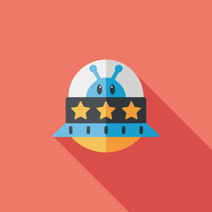 Space UFO flat icon with long shadow, eps10