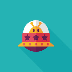 Space UFO flat icon with long shadow, eps10
