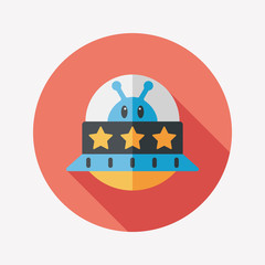 Space UFO flat icon with long shadow, eps10