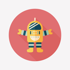 Space robot flat icon with long shadow,eps10