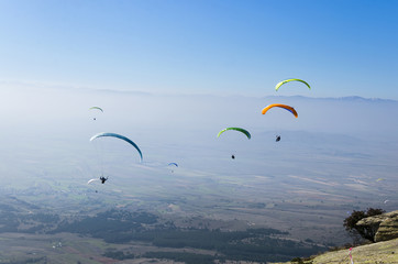 Paragliders showing their amazing skill