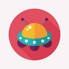 Space UFO flat icon with long shadow, eps10