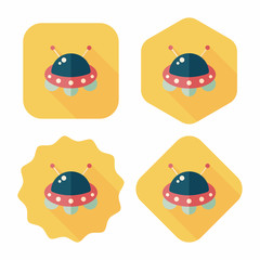 Space UFO flat icon with long shadow, eps10