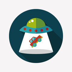 Space UFO flat icon with long shadow, eps10