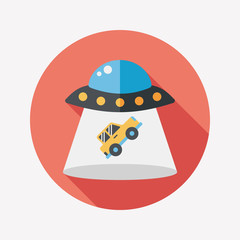 Space UFO flat icon with long shadow, eps10