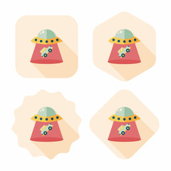 Space UFO flat icon with long shadow, eps10