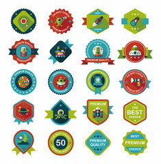 Space badge banner flat design background set, eps10