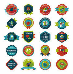 Space badge banner flat design background set, eps10