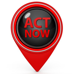 Act now pointer icon on white background