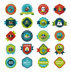 Space badge banner flat design background set, eps10