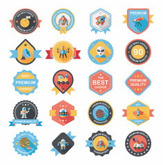 Space badge banner flat design background set, eps10