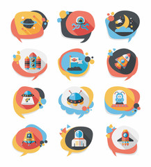 Space speech bubble flat design background set, eps10