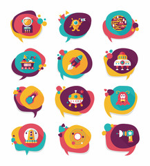 Space speech bubble flat design background set, eps10