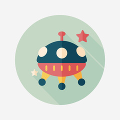 Space UFO flat icon with long shadow, eps10