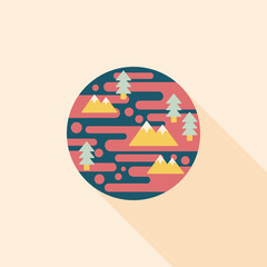 Space planet flat icon with long shadow,eps10