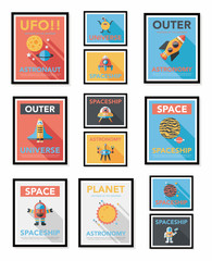 Space poster banner flat design background set, eps10