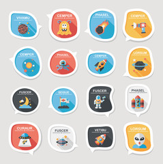 Space speech bubble flat design background set, eps10