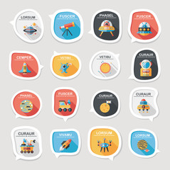 Space speech bubble flat design background set, eps10