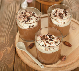 Chocolate dessert with whipped cream