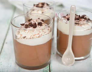 Chocolate dessert with whipped cream