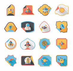 Space stickers banner flat design background set, eps10