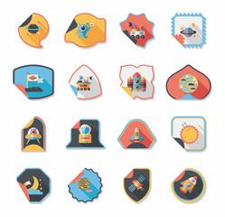 Space stickers banner flat design background set, eps10