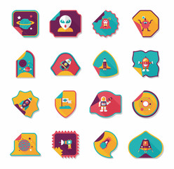 Space stickers banner flat design background set, eps10