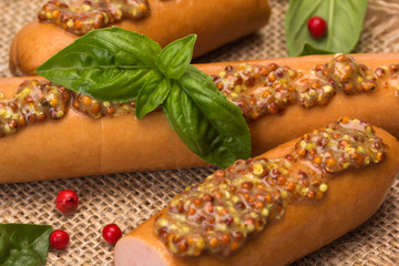 sausage with basil and mustard