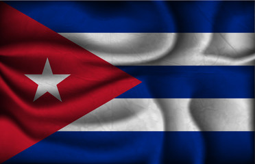 crumpled flag of Cuba a light background
