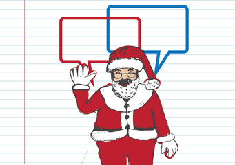 Santa Claus for Christmas hand drawn and talking Speech Bubble