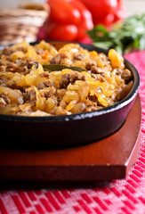 Cabbage stewed with meat