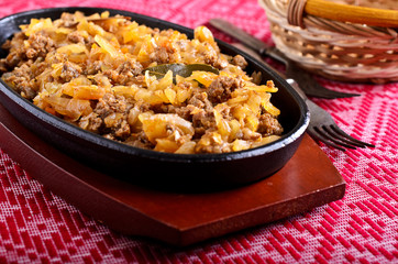 Cabbage stewed with meat