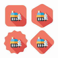Xmas tree and house flat icon with long shadow,eps10