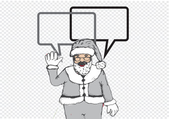 Santa Claus for Christmas hand drawn and talking Speech Bubble