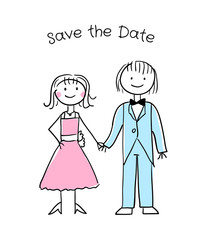 Cute cartoon wedding invitation template