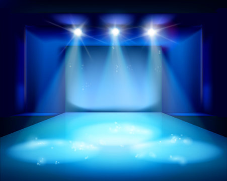 Stage spot lighting. Vector illustration.