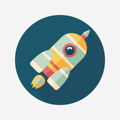Space rocket flat icon with long shadow,eps10