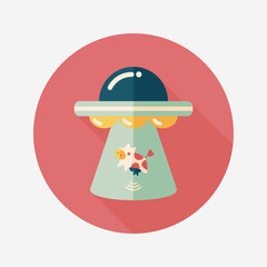 Space UFO flat icon with long shadow, eps10