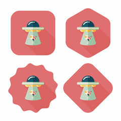 Space UFO flat icon with long shadow, eps10