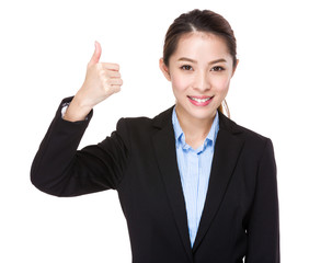 Businesswoman with thumb up