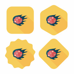Space Meteorite flat icon with long shadow,eps10