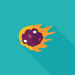 Space Meteorite flat icon with long shadow,eps10